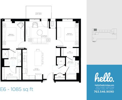 E6 Floor Plan at Hello Apartments, Minneapolis, MN, 55427